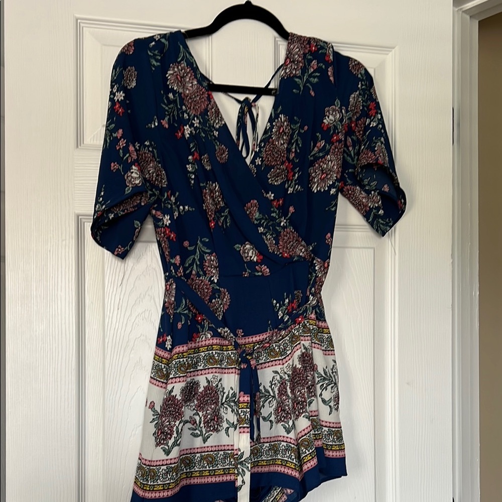 Altar'd State Floral Navy Jumpsuit